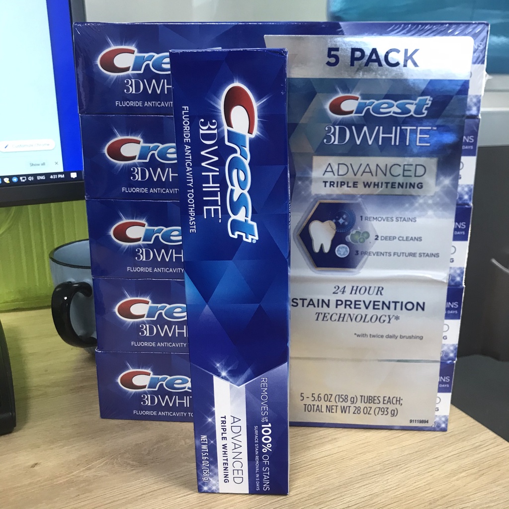 Hàng Mỹ - Kem đánh răng CREST 3D White Fluoride Anticavity Toothpaste - Kem đánh răng làm trắng răng 158g
