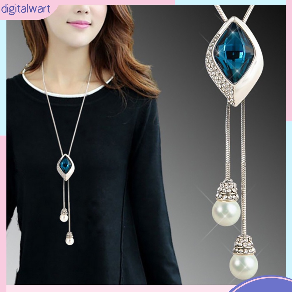 Dây Chuyền Dài Đính Ngọc Trai Thời Trang Cho Nữ