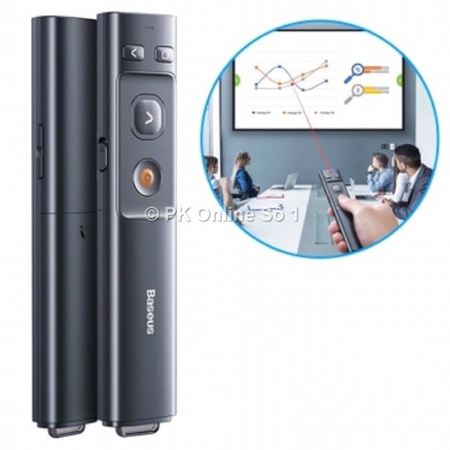 Bút Laser trình chiếu Baseus Orange Dot Wireless Presenter cho Laptop/ Macbook(100m. 2.4Ghz USB/Type-C Receiver...)