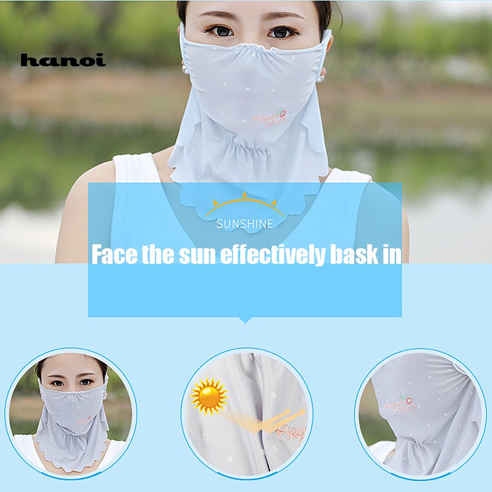 Khẩu trang che mặt vải lụa lạnh thoáng khí chống nắng bảo vệ cổ cho nữ