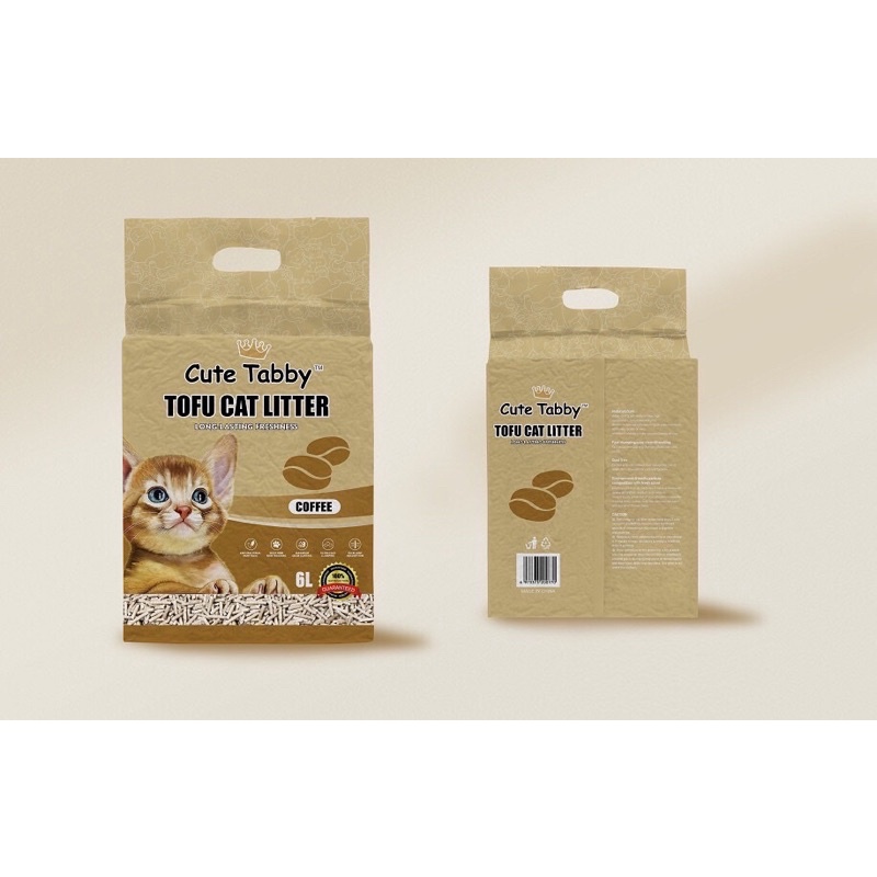 Cát đậu nành cute tabby 6L , TOFU CATLITTER bao hút chân không