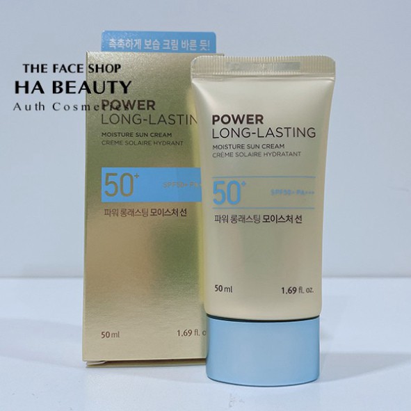 Kem chống nắng dưỡng ẩm da trang điểm chống trôi The Face Shop Power Long Lasting Moisture Sun Cream SPF50+PA+++ 50ml