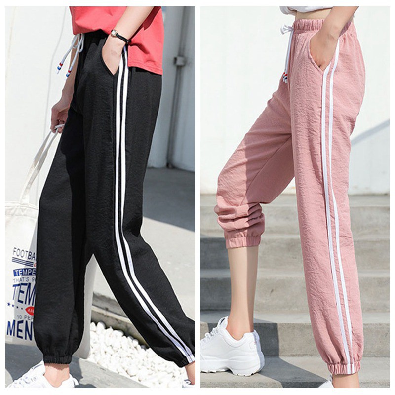 FREESHIP ĐƠN 99K_ Fashion Women Girl Loose Striped Harem Pants Drawstring Trousers