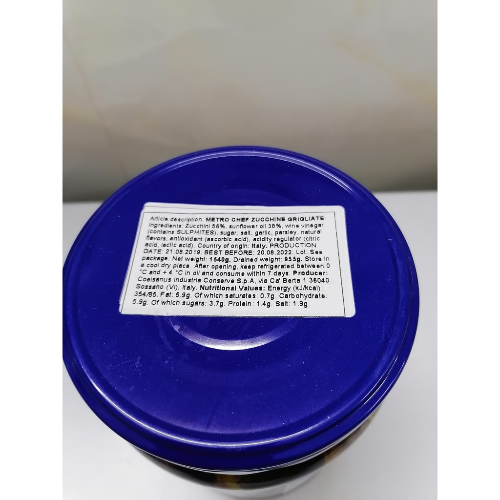 [1.54 Kg] BÍ NGÒI NƯỚNG NGÂM DẦU HƯỚNG DƯƠNG [Italia] METRO CHEF Grilled Zucchini in Sunflower Oil (cff-hk)