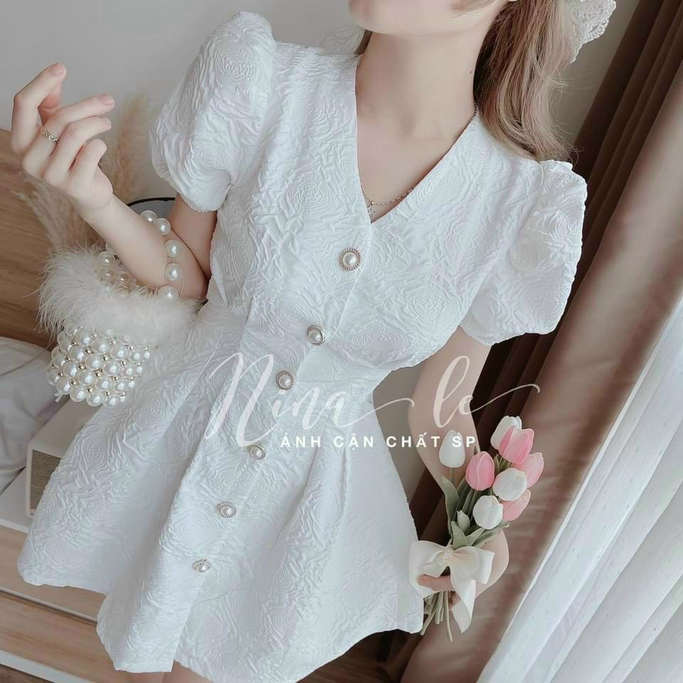 ĐẦM ÔM DỰ TIỆC NHÚN NGỰC DỄ THƯƠNG.Váy xốp hoa Cao Cấp Thích hợp để chị e đi tiệc đám cưới,đi chơi du lịch