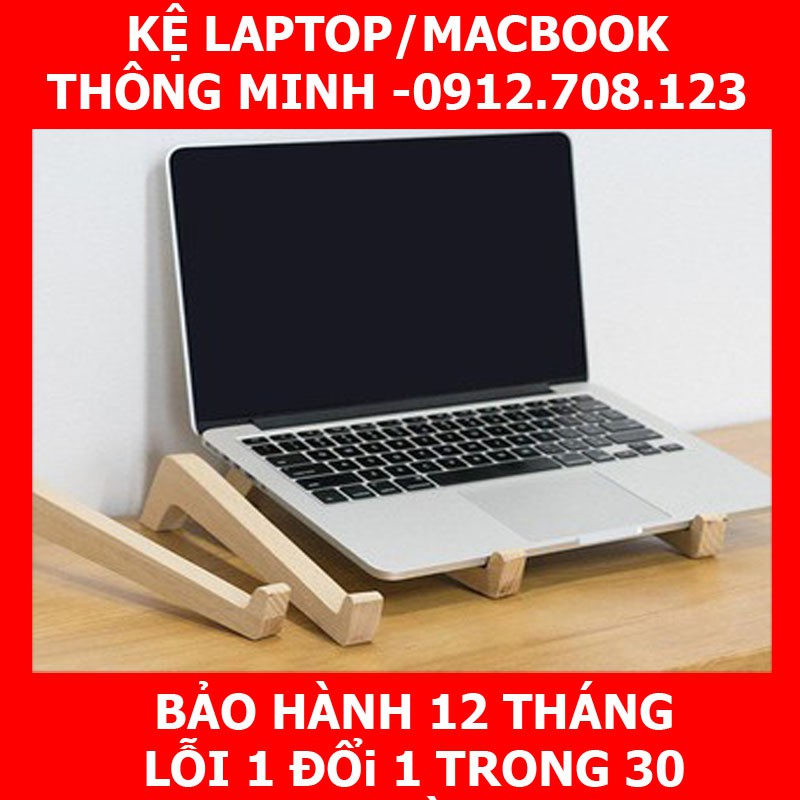 Giá đỡ Laptop, Kệ Laptop/Macbook bằng gỗ tự nhiên cao cấp QT03
