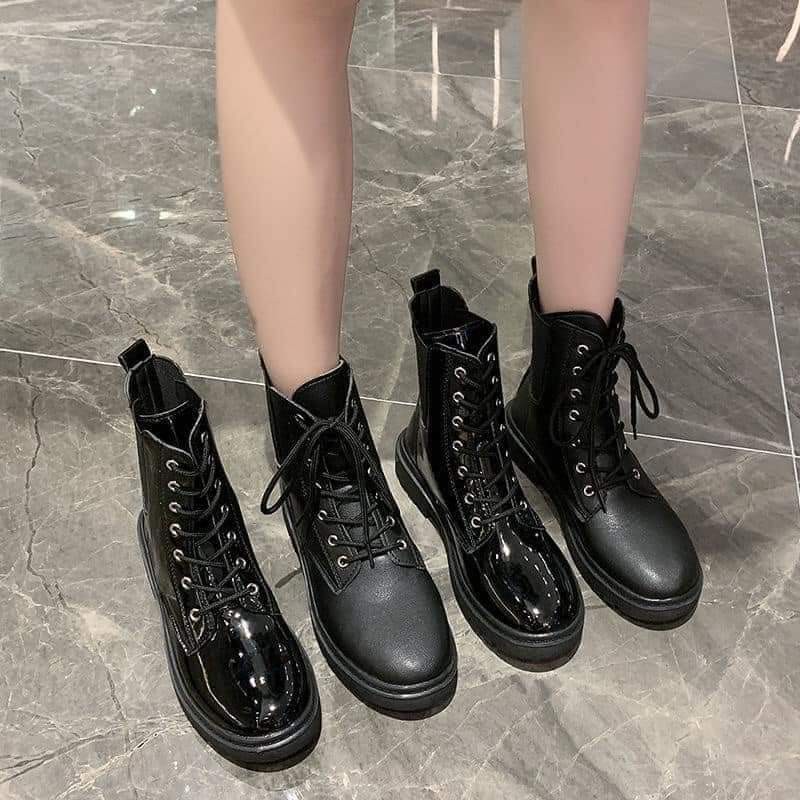 Boot Da Bóng + Da Mờ Nữ Cao Cổ Đế Răng Cưa Phong Cách Hàn Quốc | BigBuy360 - bigbuy360.vn