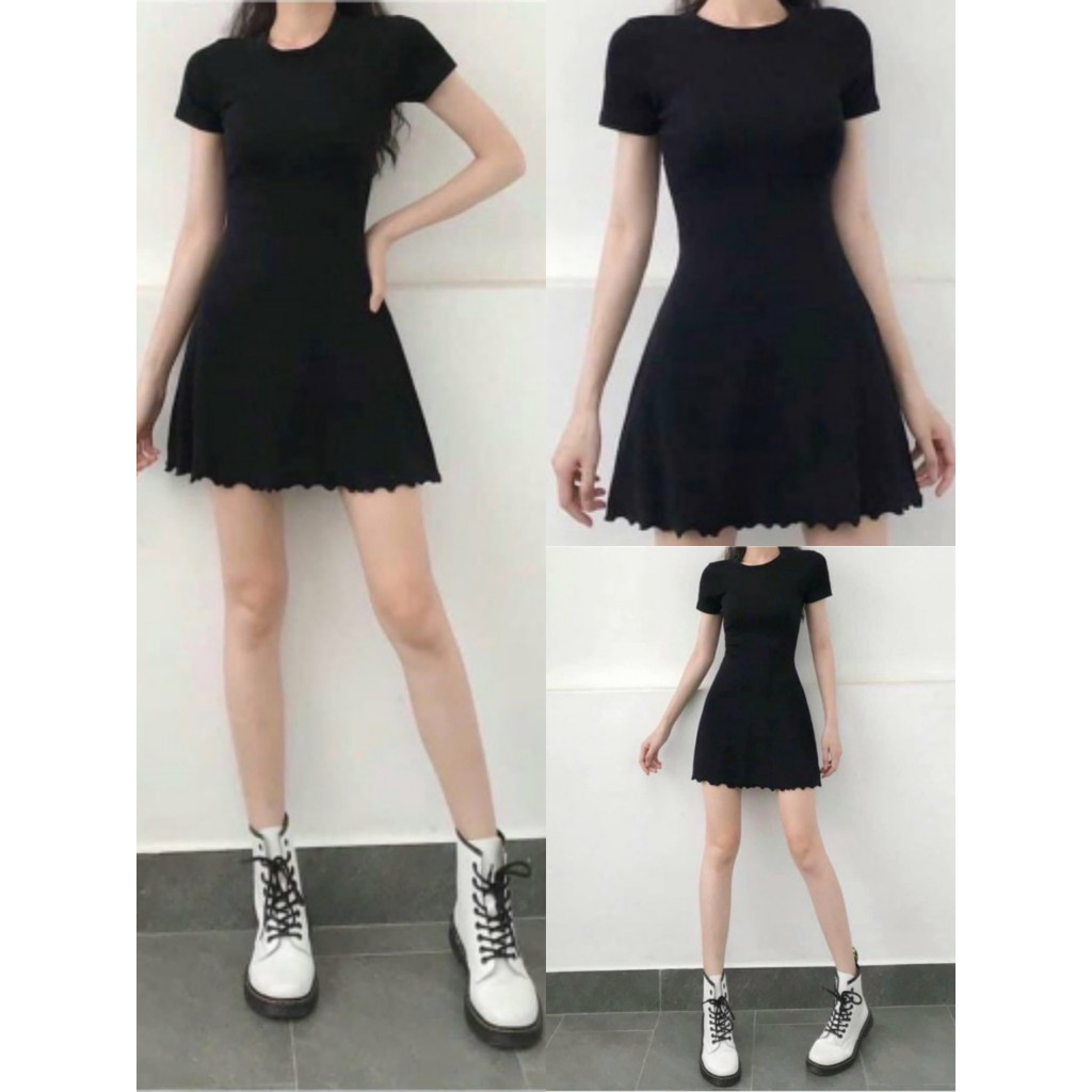 Đầm Nữ Body Đen Viền Bèo