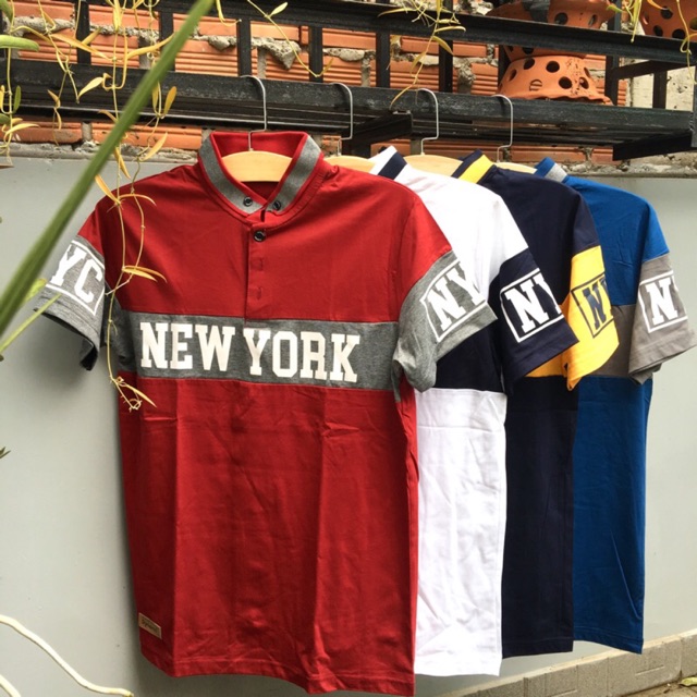 Áo thun Thái mẫu viền NEWYORK (ib chọn màu)