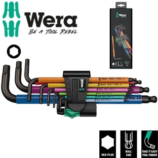 Bộ lục giác đầu bi dài 9 cái Wera 05073593001 950/9 Hex-Plus Multicolour 1 SB nhiều màu sắc hệ mét