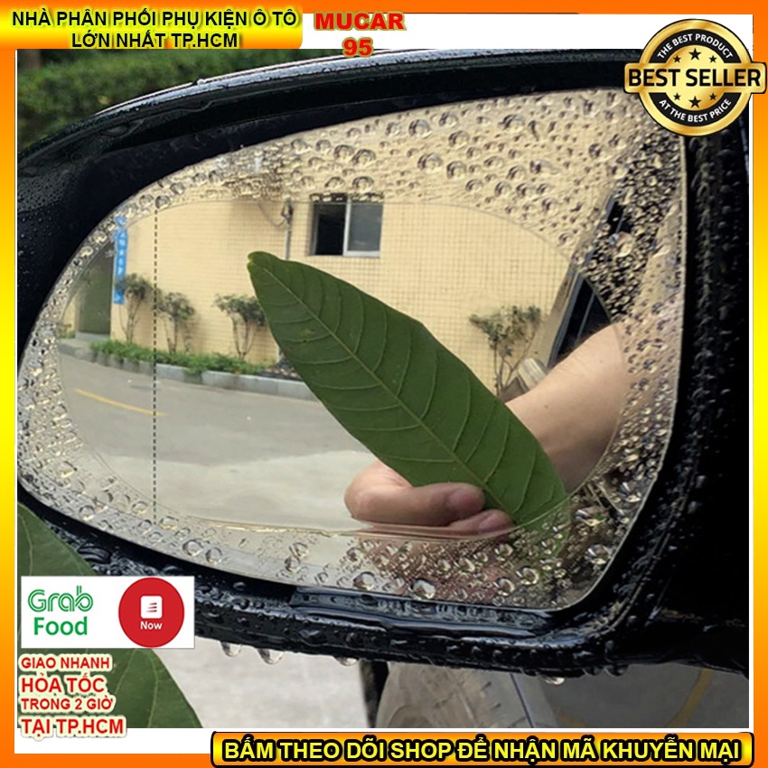 Bộ 2 miếng dán chống bám nước mưa hình oval cho gương chiếu hậu xe ô tô ,Miếng dán chống mưa, chống chói