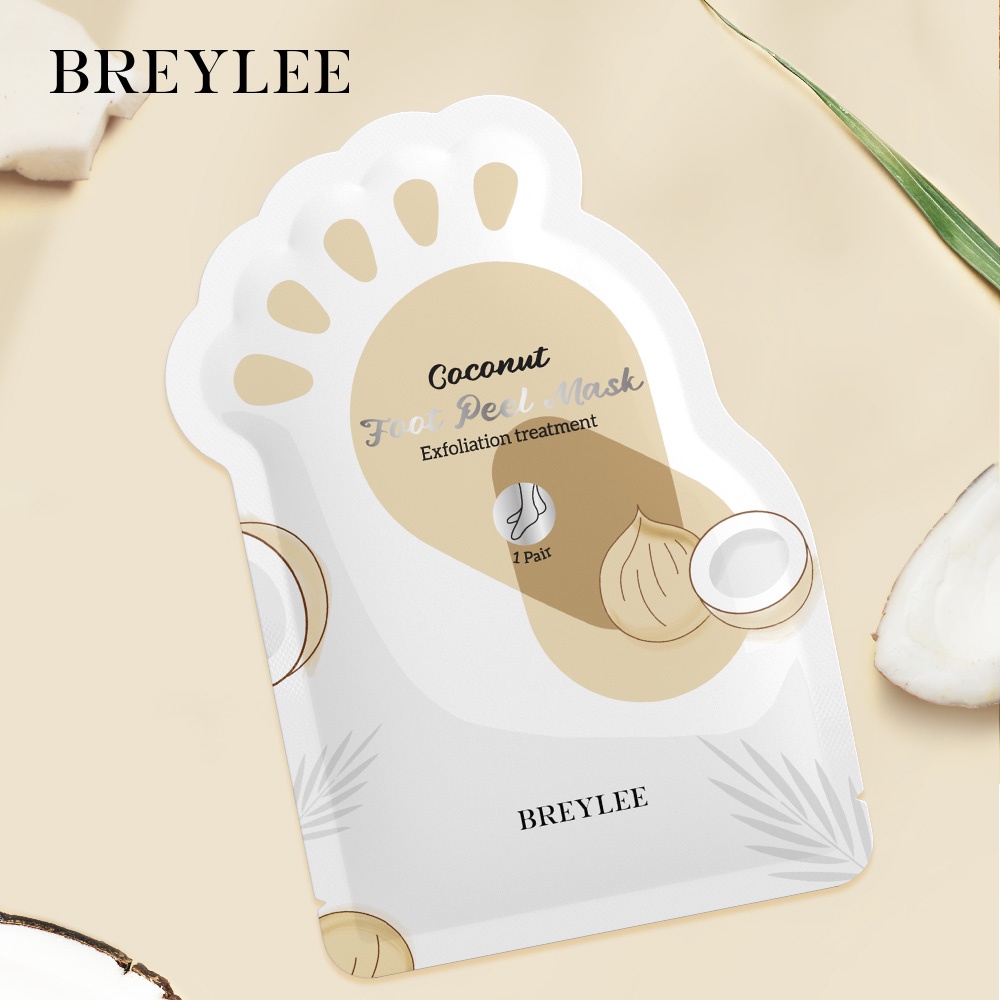 1 Cặp Mặt Nạ Chân Breylee Chiết Xuất Dầu Dừa Dưỡng Ẩm Trắng Da