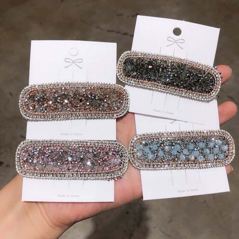 Kẹp Tóc bb Đính Đá Kim Cương Vỡ Phong Cách Hàn Quốc Mới Cho Nữ