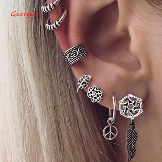 Bộ 7 đôi bông tai kiểu kẹp nhiều hình dạng cá tính thời trang