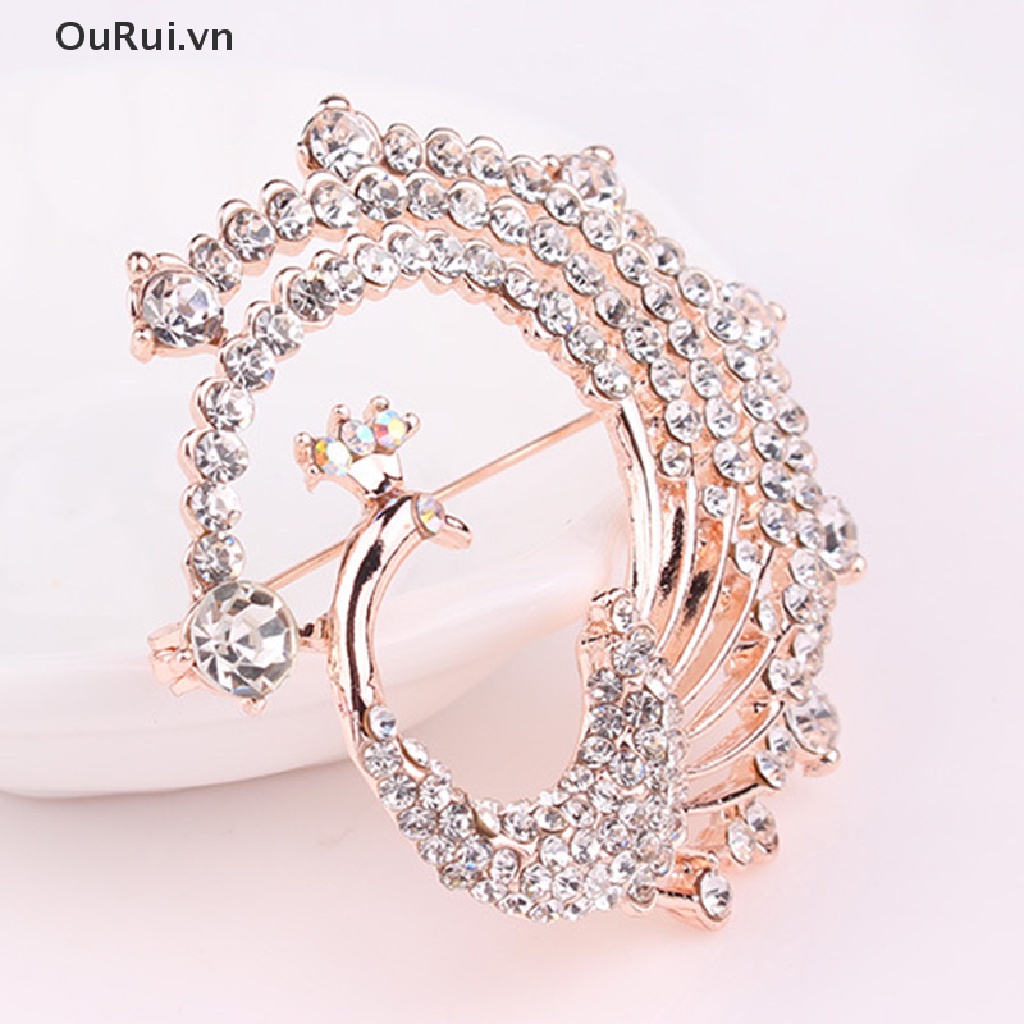 Ghim Cài Áo Hình Con Công Đính Đá Nhân Tạo Thời Trang