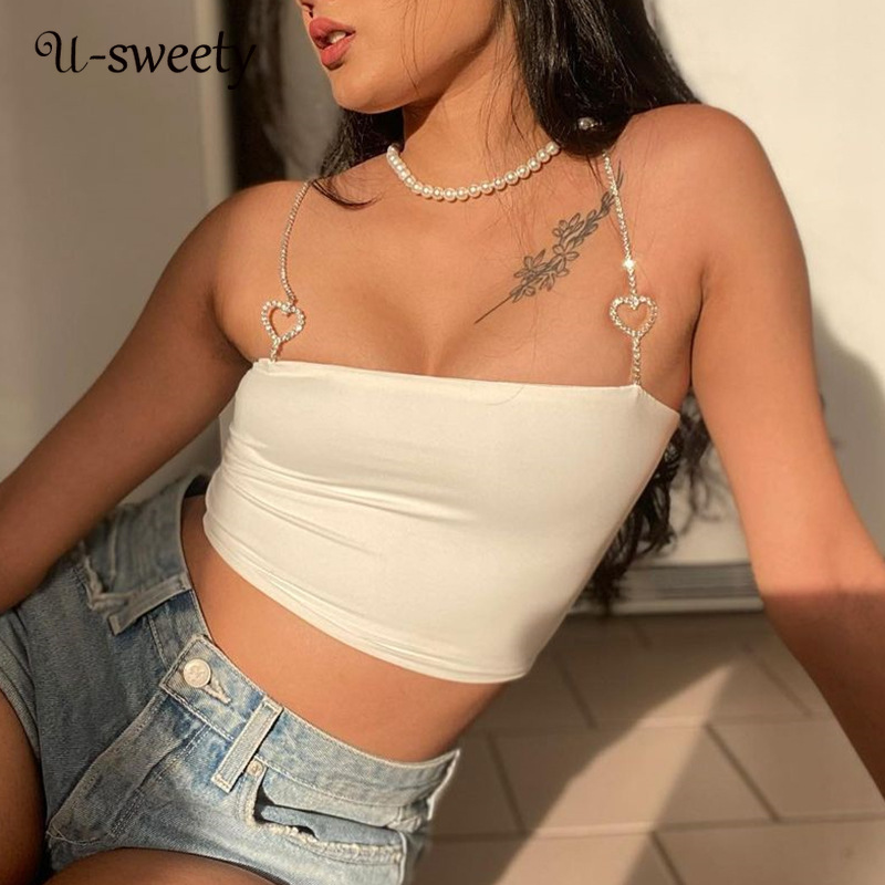 SWEETY Áo Hai Dây Trơn Màu Với Thiết Kế Dáng Ôm Xinh Xắn Dành Cho Nữ 2021