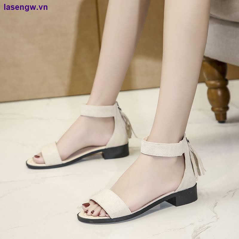 Xăng đan thấp hở ngón mùa hè mẫu mới 2021 phong cách Hàn Quốc đơn giản và thoải mái cho nữ