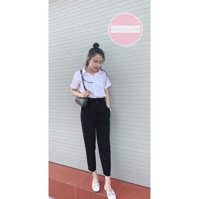 Quần tây cạp bèo lưng cao COC150, quần baggy cạp xếp ly kiểu dáng học sinh,công sở cho nữ