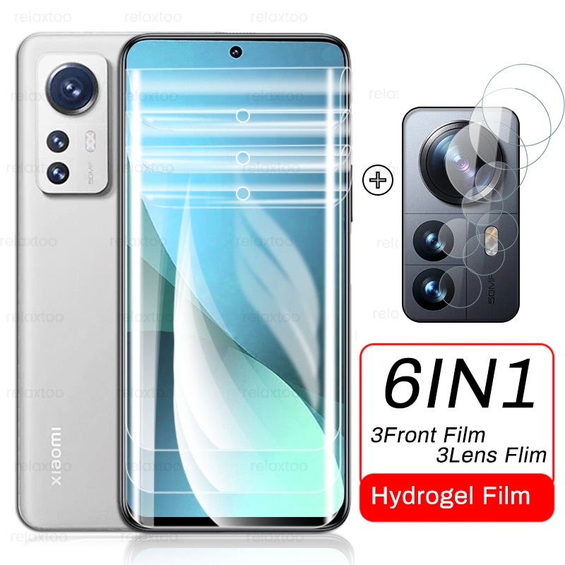 Set miếng dán trước cong và lens 3D 6 trong 1 cho Xiaomi 12 Xiaomy Xiomi Mi 12X Mi12 12 Pro Ultra 5G