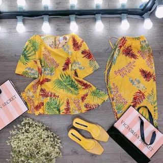 Combo áo váy hoa+ bộ tơ đũi hè