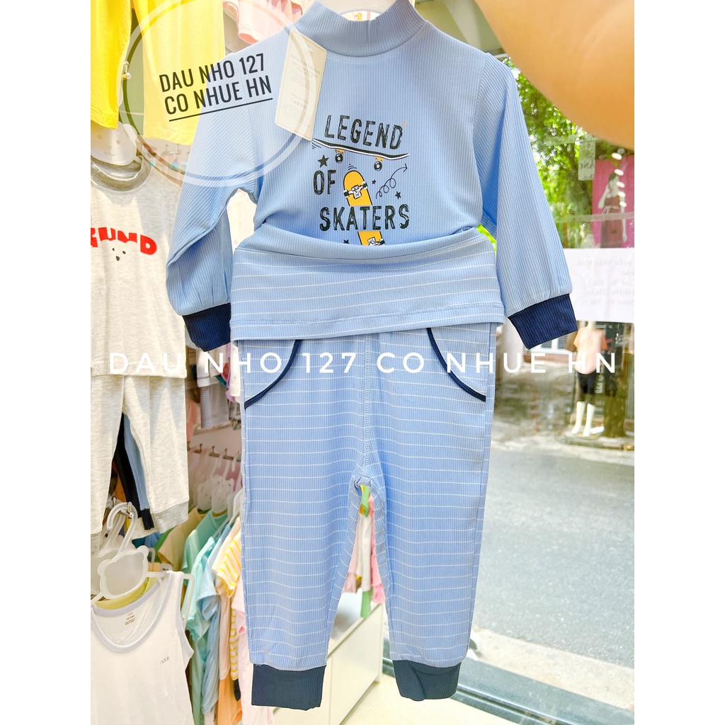 MOON Bộ dài tay thu đông cho bé chất petit cao cổ 3 phân bé trai và gái