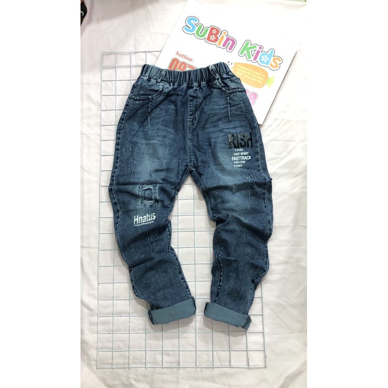 (ảnh thật) Quần bò bé trai SB9002 sz 45-60kg Quần jeans trẻ em rách vá chất lừ (hàng có sẵn, giao hỏa tốc)