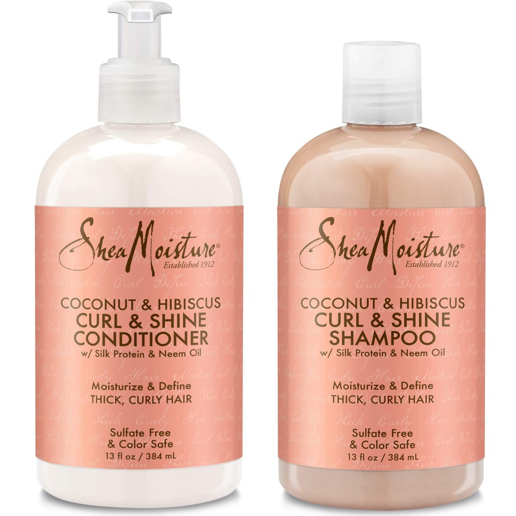 DẦU GỘI & XẢ VÀO NẾP, BÓNG MƯỢT CHO TÓC DÀY, XOĂN SHEAMOISTURE COCONUT & HIBISCUS CURL & SHINE 384ML