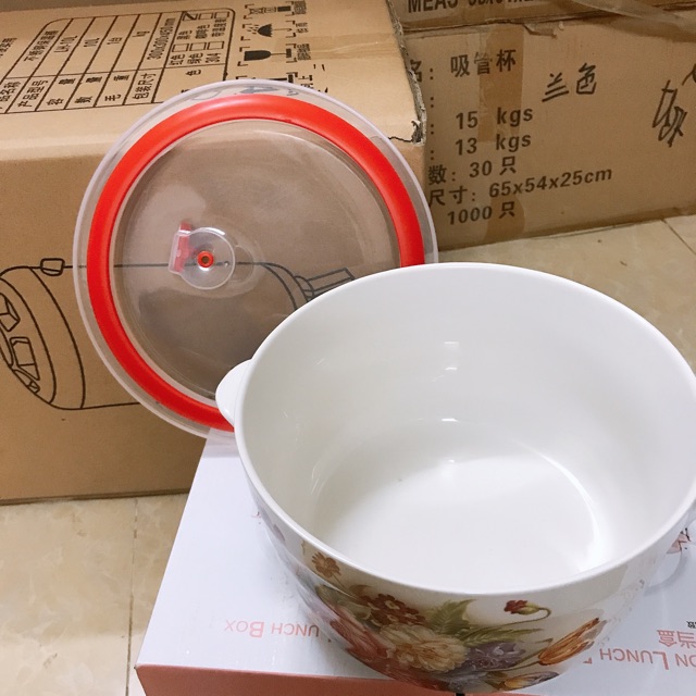 Bát tô sứ 7 inch có tai cầm nắp hút chân không