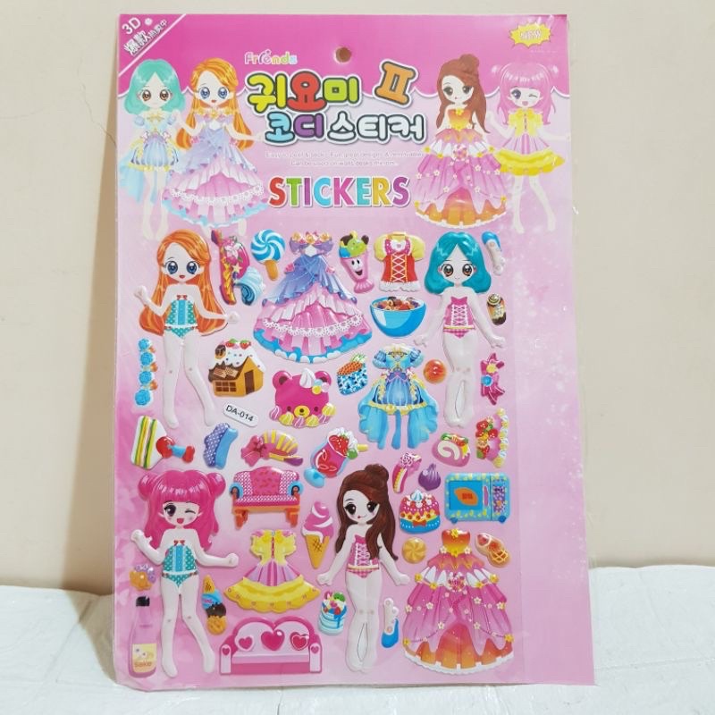 Sticker  3D Cao Cấp Phối Đồ Công Chúa Xinh đẹp Mẫu mới về