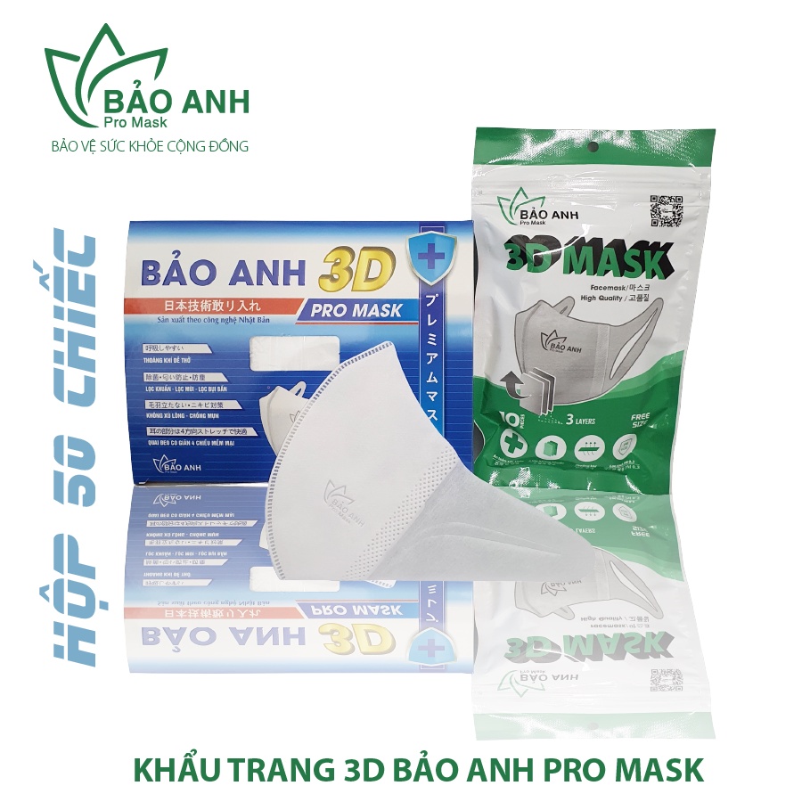 Khẩu Trang 3D Mask Bảo Anh ProMask Công Nghệ Nhật Bản ( 50 Chiếc ) - Chính Hãng CTY Bảo Anh Vina