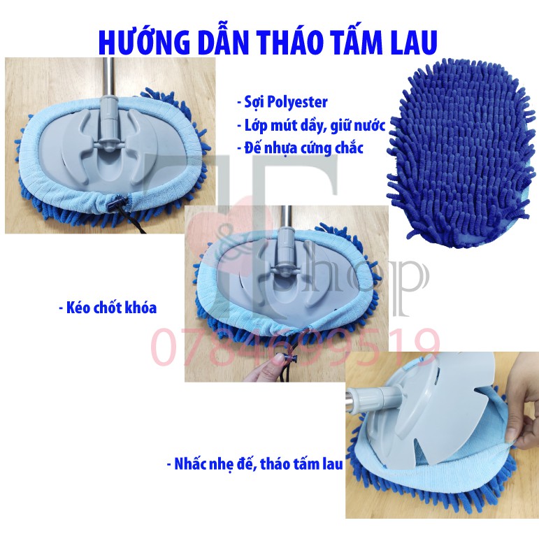 Cây Lau Xe Hơi, Ô tô, Vách Tường Homeinno Cán Dài 1m5/2m/3m