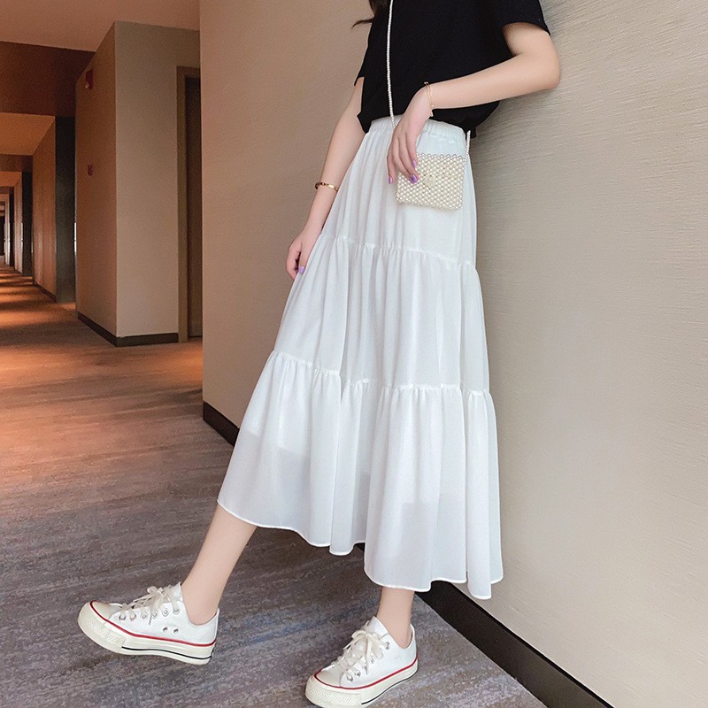 [XU HƯỚNG 2021] Chân Váy Midi 2 Lớp Lưng Cao Màu Trơn Thiết Kế Tối Gian,Thanh Lịch Cho Nữ | BigBuy360 - bigbuy360.vn