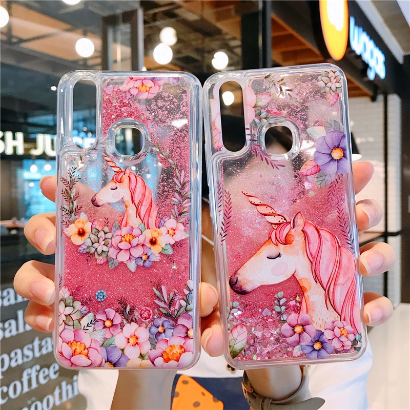 Ốp điện thoại họa tiết kỳ lân có nước kim tuyến lấp lánh dễ thương cho SAMSUNG GALAXY S20 FE S 20Ultra S 20Plus S20 S 10Plus S10 S9 PLUS S8PLUS S9 S8 S7EDGE