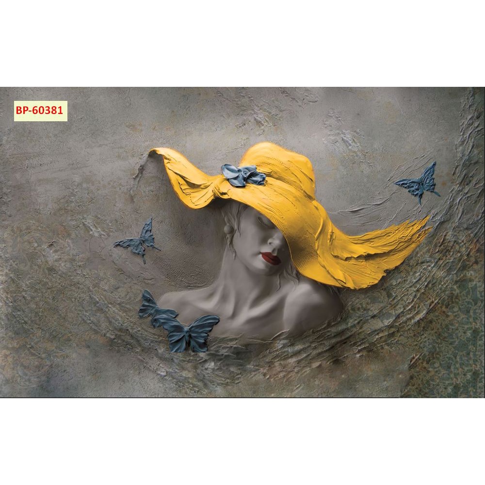 Tranh dán tường 3d hình cô gái trang trí tiệm nail,mi,spa,tóc,nhà hàng...