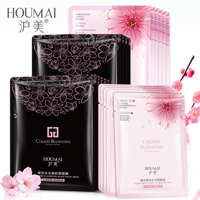 Combo 10 mặt nạ Cherry Blossom Houmai Mask - Cấp ẩm, ngừa mụn, thải độc, sáng mịn da