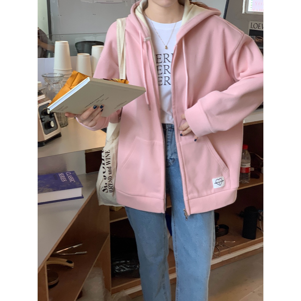 Áo khoác hoodie tay dài dáng rộng thời trang 46457
