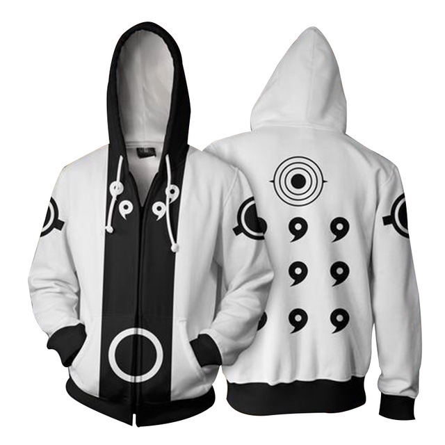 Áo khoác có nón khóa kéo in hình nhân vật Anime Naruto