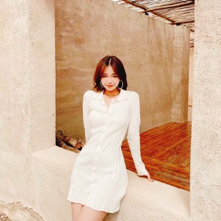 ĐẦM BODY THUN CỔ BẺ 2 MÀU
