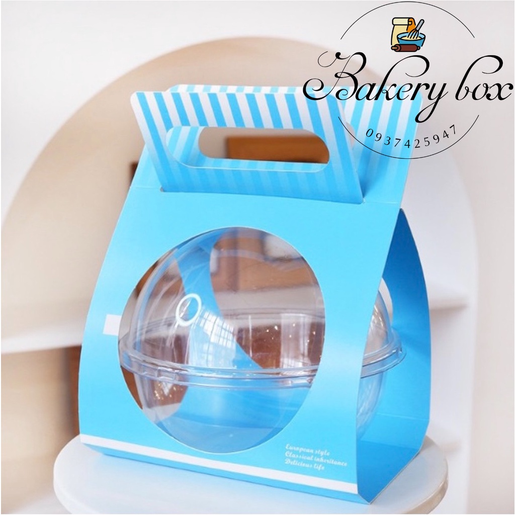 50 Set Quả Cầu Tròn Kèm Quai Xách Đựng Bánh Lạnh - Trái Cây Dầm - Bánh Su Tròn - Son - Quà Tặng - 390ml