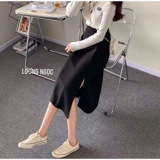 Chân váy MIDI chữ A xẻ sườn