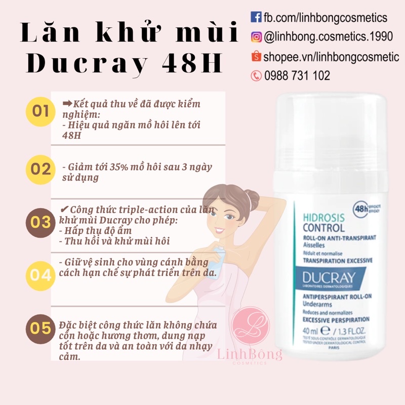 LĂN KHỬ MÙI DUCRAY HIDROSIS CONTROL 48H