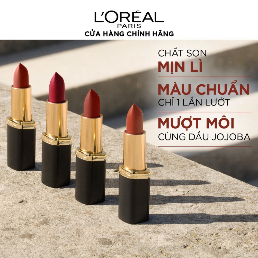 Son Lì Mịn Môi L'Oreal Paris Color Riche Matte Tông Màu Tôn Da 3.7g Hàng Chính Hãng