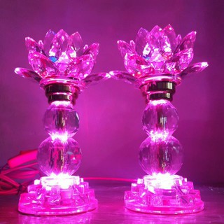 Đèn thờ pha lê cánh sen cao cấp - 2 tầng