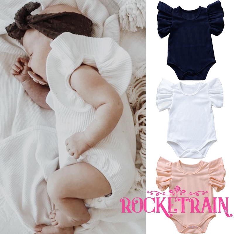 Bộ đồ liền thân bằng cotton cho bé gái 0-18 tháng tuổi