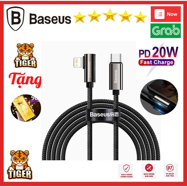 Cáp sạc nhanh Baseus Legend Series 20wElbow Fast Charging Data Cable USB to IP2.4A 1m+2m)-Hàng
