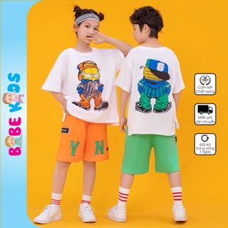 Quần áo trẻ em BABEKIDS. bộ đồ bé trai cotton hình in Mèo ngầu dành cho trẻ em từ 4 đến 10 tuổi