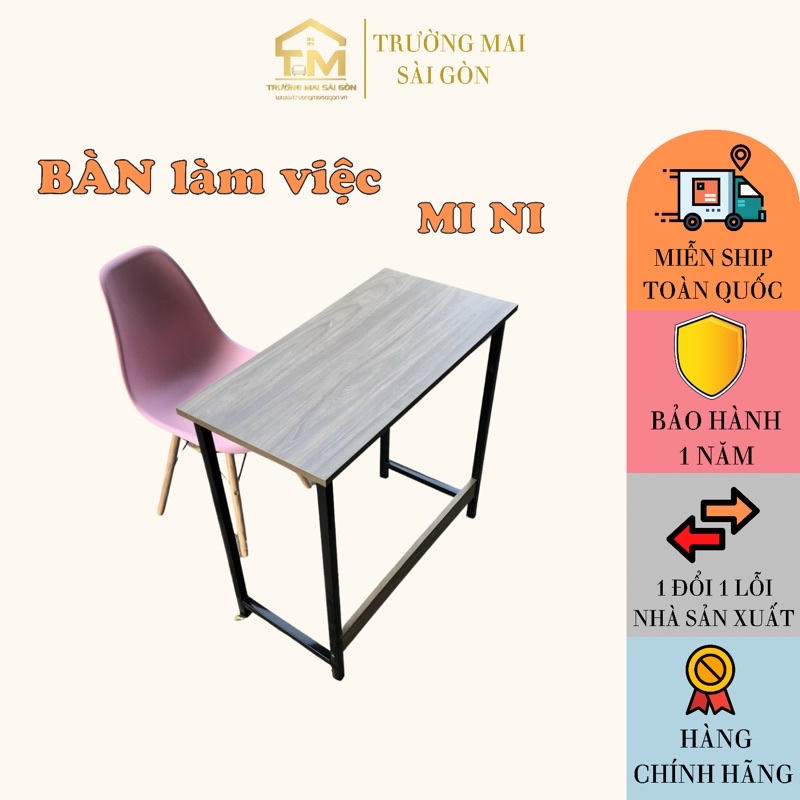 bàn làm việc học tập gỗ thông minh mini 40x80 khung sắt sơn tĩnh điện chống gĩ Trường Mai Sài Gòn