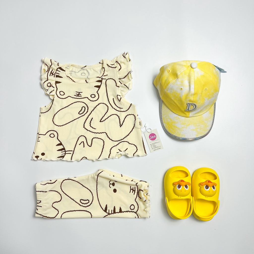 JEE Kids - Bộ cánh tiên tay đôi quần lửng thun tăm cao cấp họa tiết xinh xắn cho bé gái