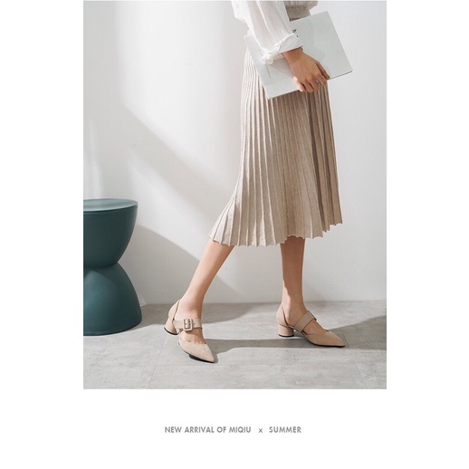 Giày búp bê nữ kiểu dáng gót tròn 6cm thời trang, kết hợp đai khoá sang trọng, SB47 - November House