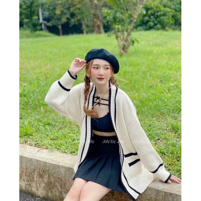 Áo cadigan len Quảng Châu viền cạnh - Hàng L1